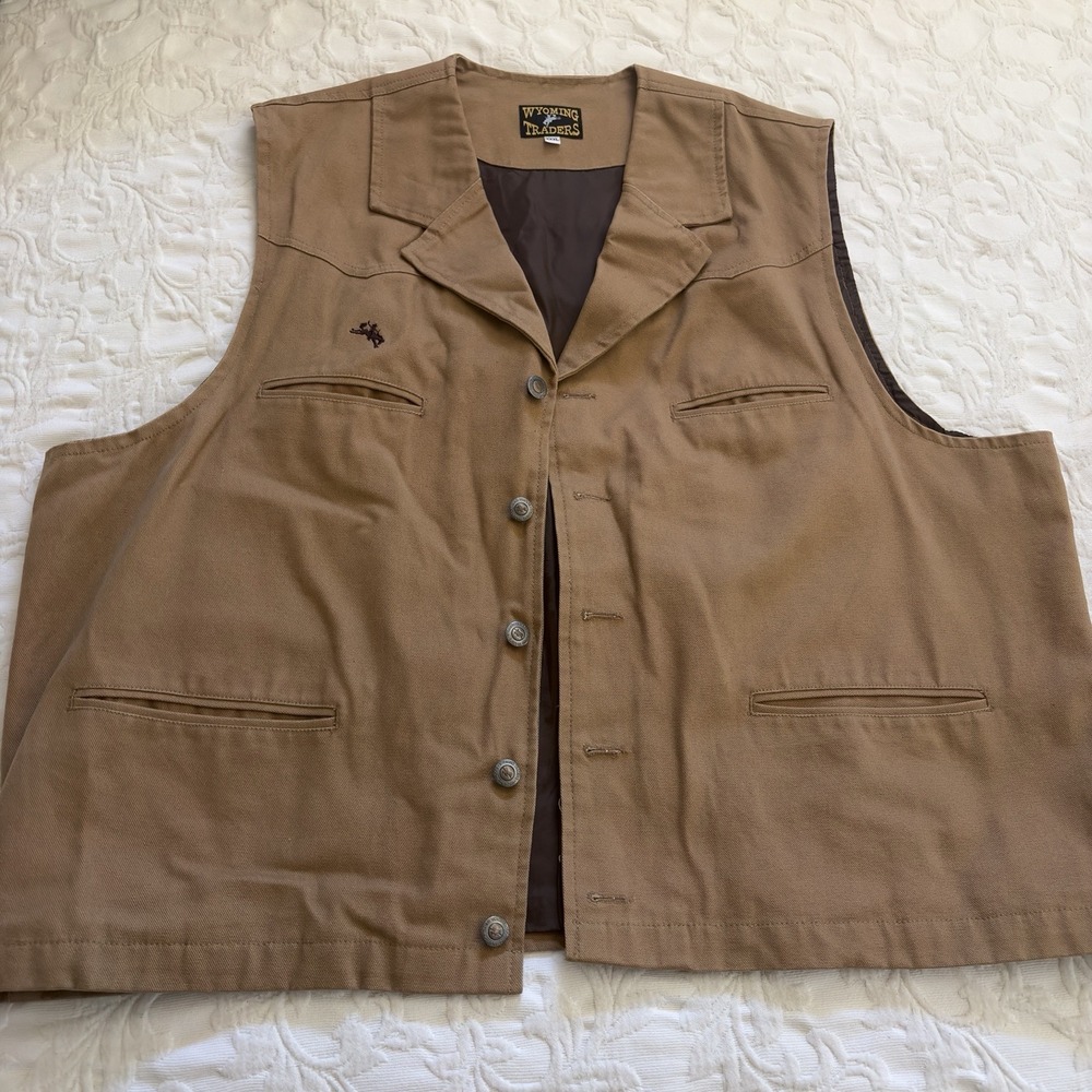 Wyoming Traders Men Vest 3XL  Bronco Button Up Canvas Western Ranch Wear Cowboy